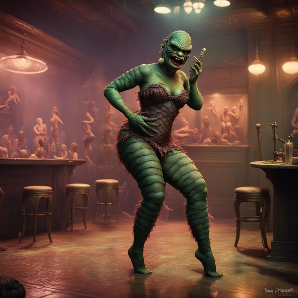 Creature From the Black Lagoon Dancer, Detailed Matte Painti...