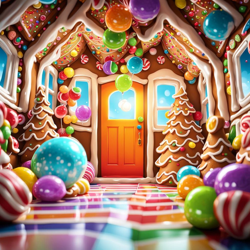 Whimsical Gingerbread House Still Life in Hyperrealistic Can...