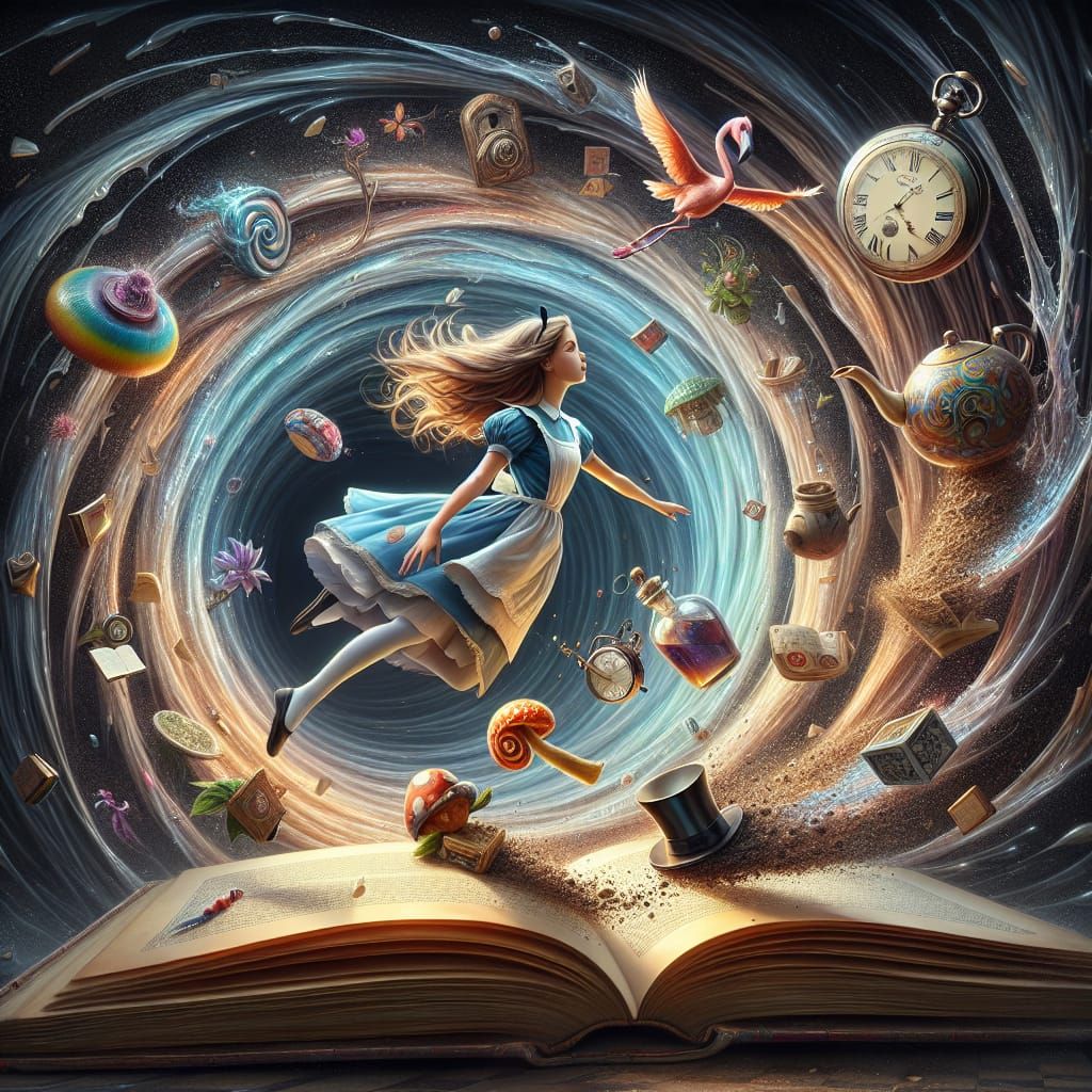 Alice's Descent: A Goya-esque Whirlwind Portal