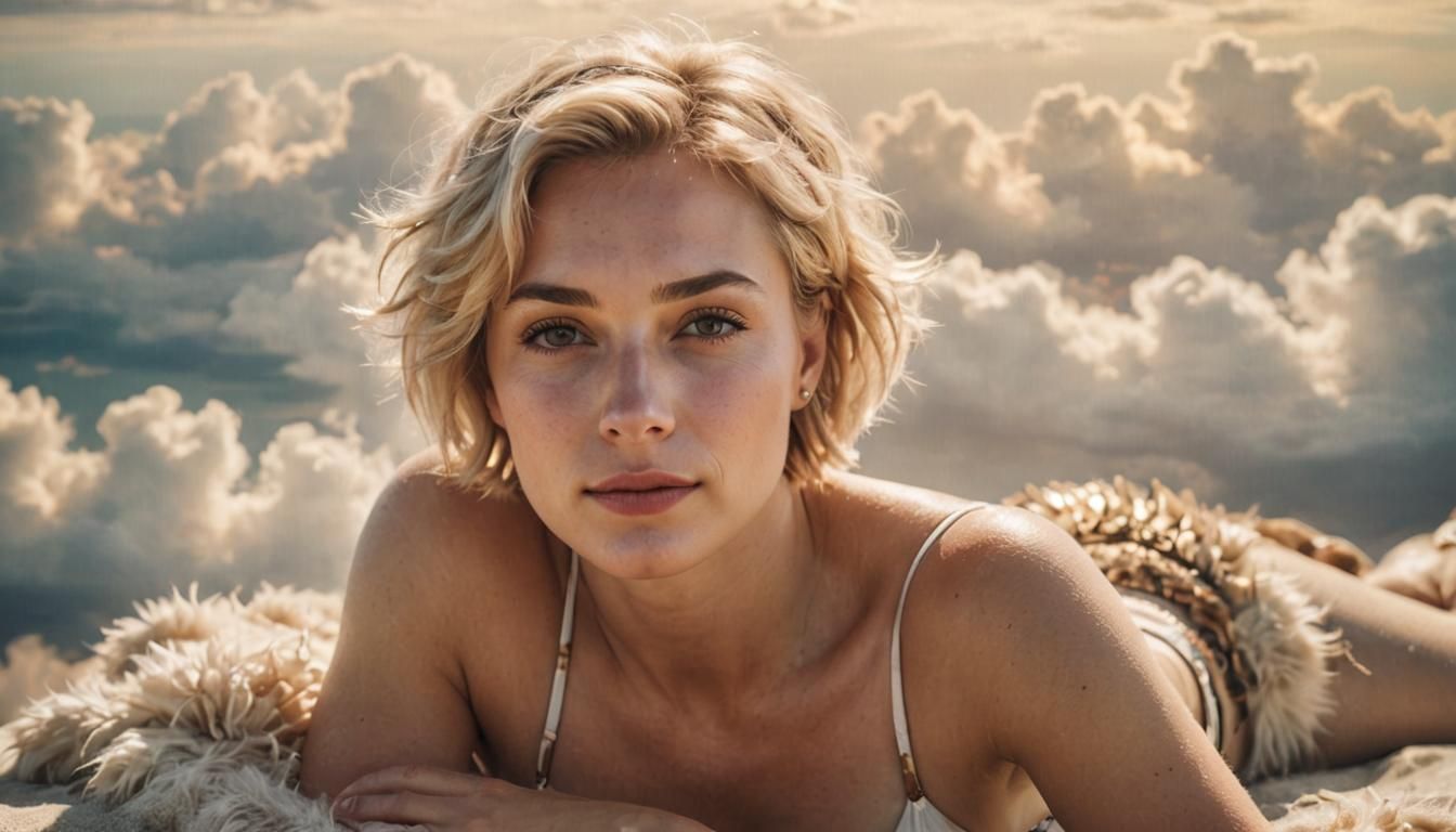 Blonde Woman Relaxing in Soft Focus Digital Portrait