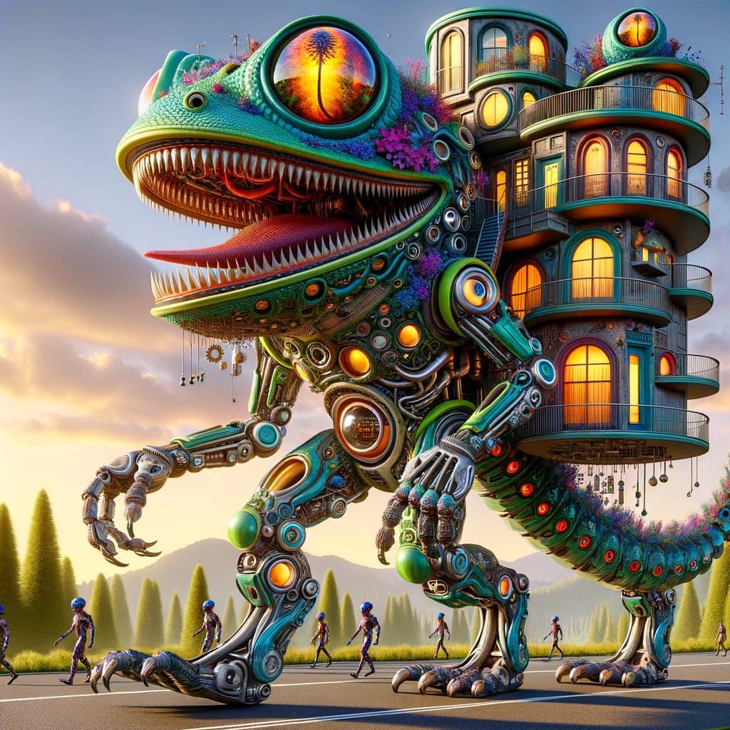 Futuristic Walking Home with Psychedelic Style