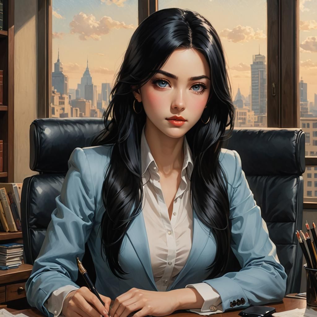 Elegant Businesswoman Illuminated by Soft Light