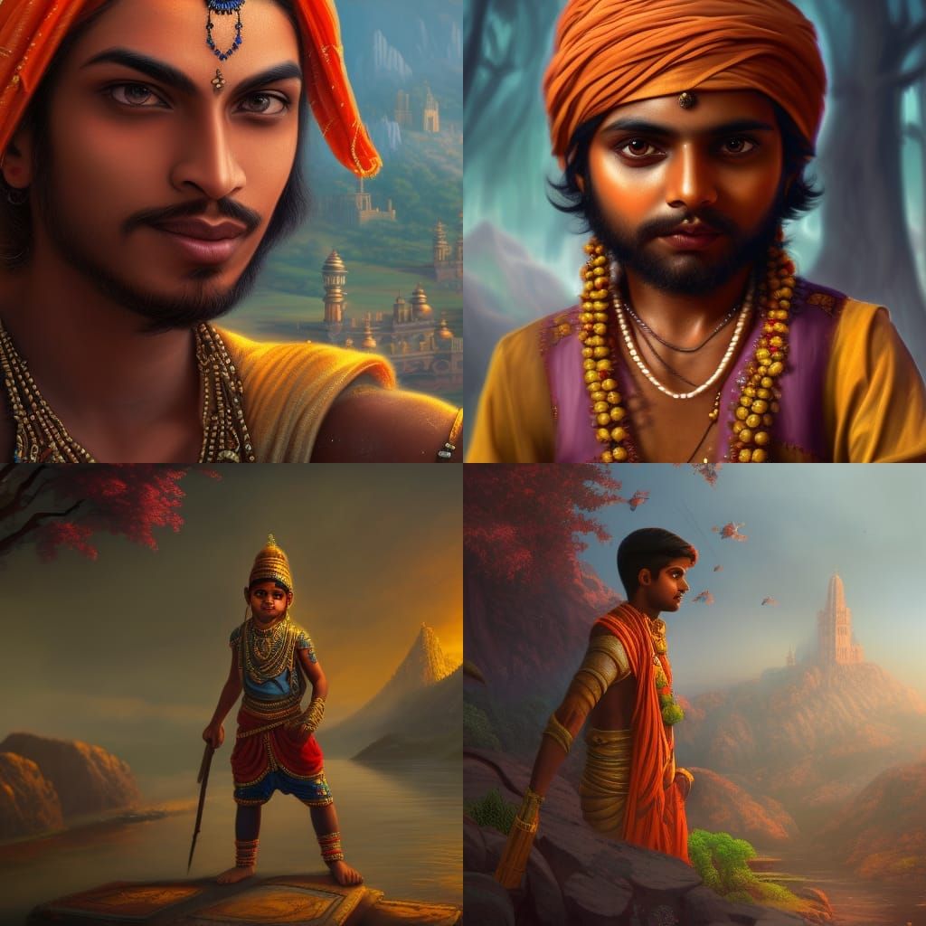 Detailed Matte Painting of an Indian Boy