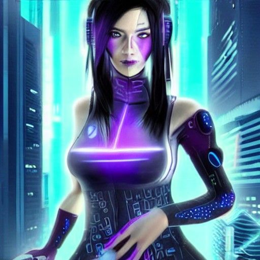 Cyberpunk Woman in Futuristic Cityscape