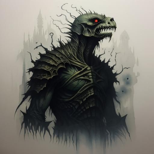 Eerie Army of Bogeymen in Sinister Horror Style