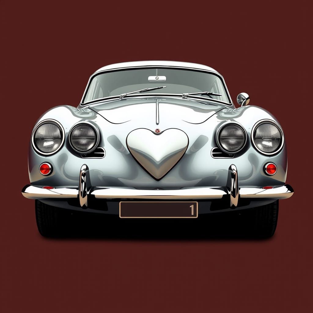 Old car,Old school art, car,  silver heart logo