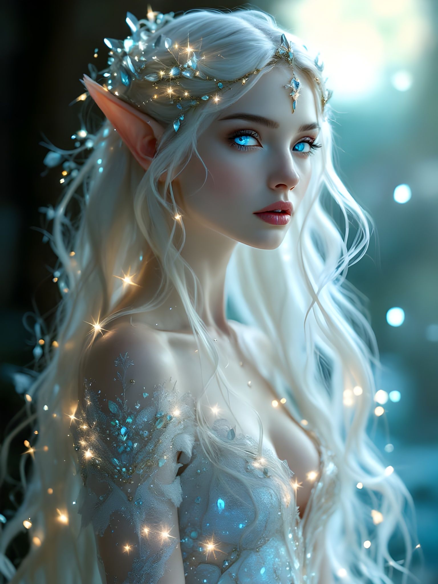 Ethereal Elven Portrait in Moonlight