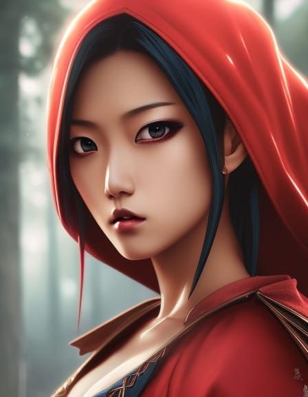 Sinister Thai Woman in Dark Forest, Eerie Art