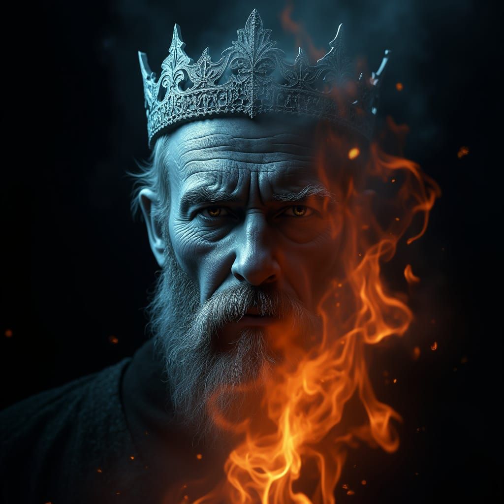 Cyberpunk King with Radiant Flame