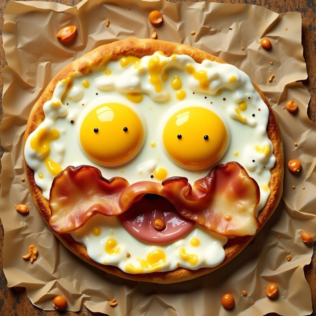 Playful Breakfast Face with Egg Eyes