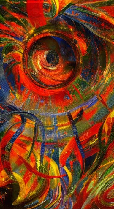 Vibrant Swirls Converge in Dynamic Composition with Deep Ric...