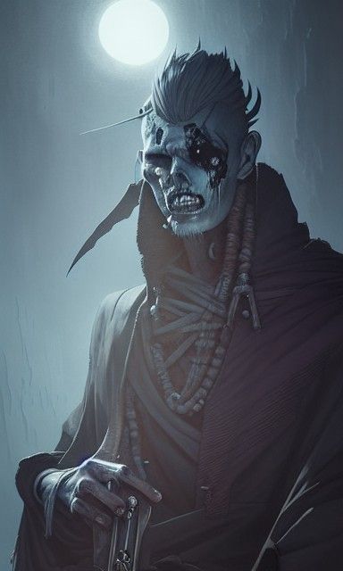 The Necromancer, Undead Monk, DnD character Concept Art
