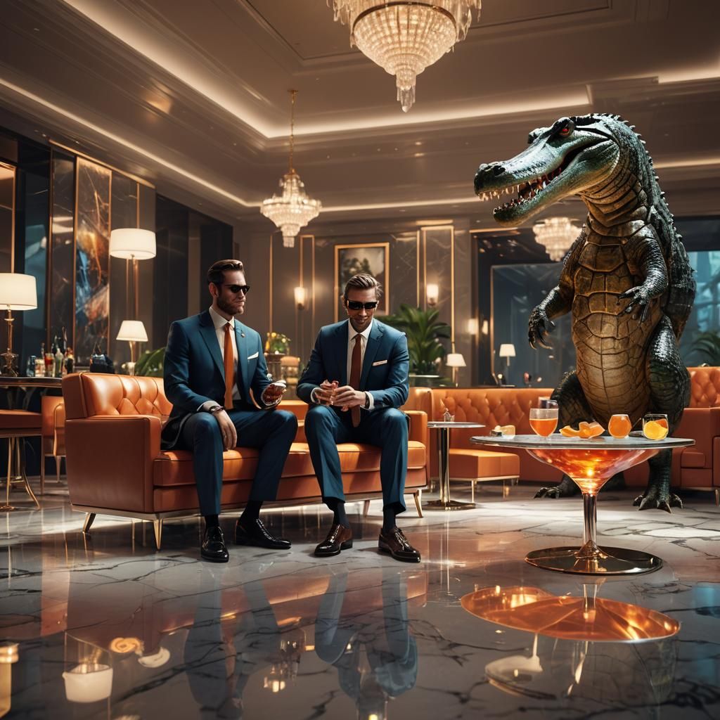 Intelligent Crocodile Socializing in Corporate Lounge