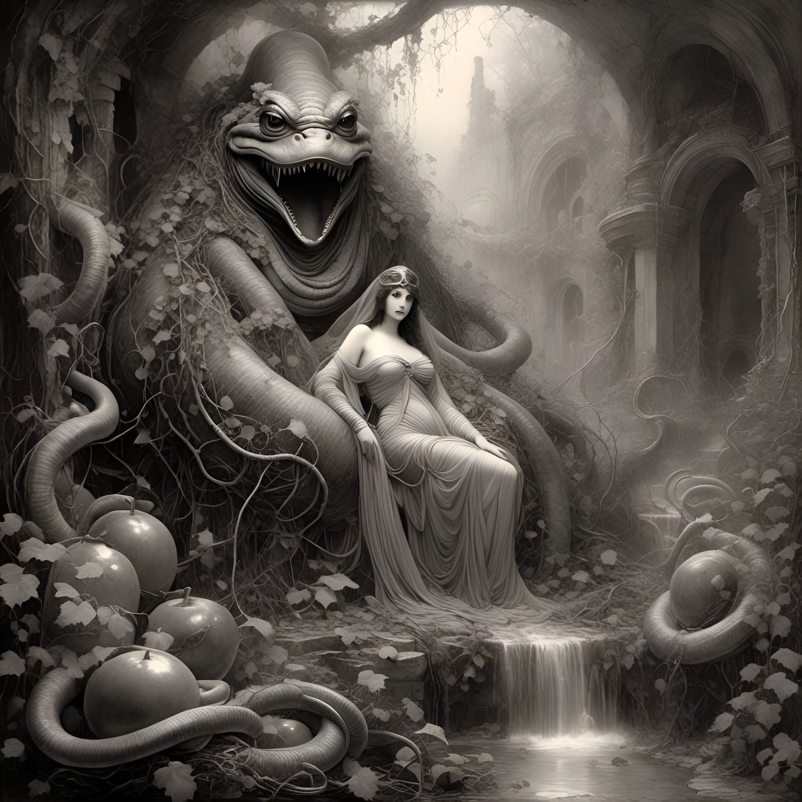 Jabba the Hut in Ruins: Hyperrealistic Pencil Art