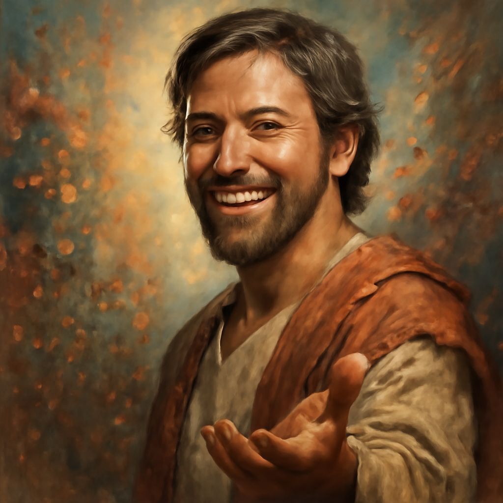 Welcoming Jesus with Short Hair: Hyperrealistic Splash Art