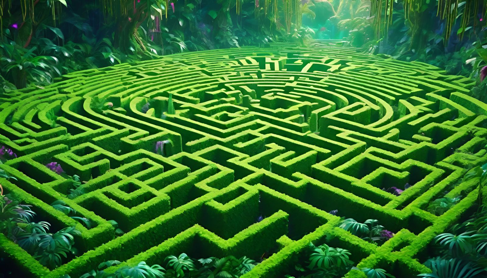 Psychedelic Jungle Maze in a Trippy Wonderland