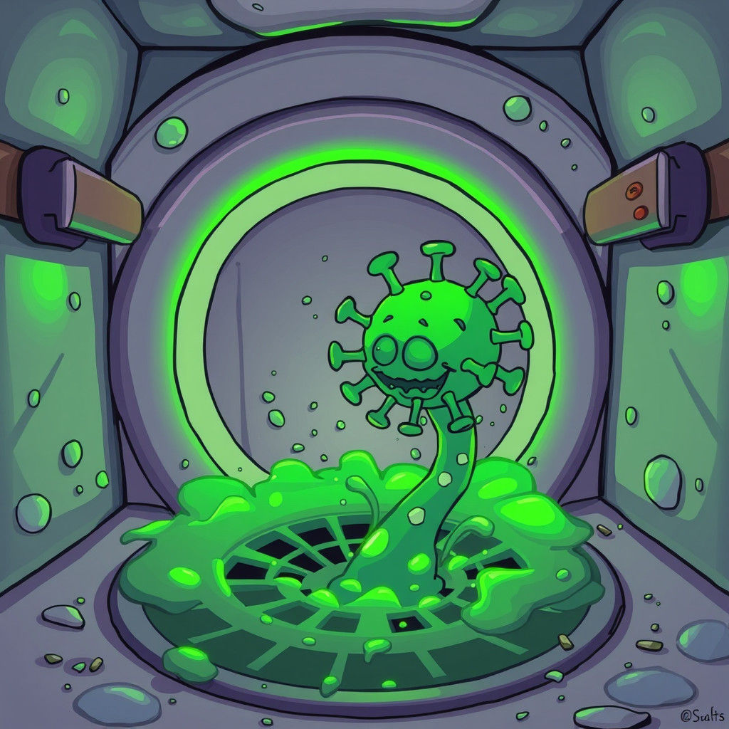 Surreal Cartoon: Toxic Mold and Virus Emergence