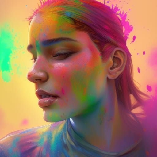 Happy Holi: Dynamic Portrait in Vibrant Colors