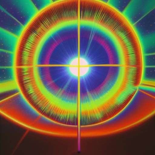 Hyperrealistic Bioluminescent Sun Rays in Neon Style