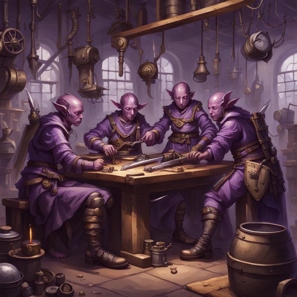 Imps Crafting Silver Weapons with Steampunk Engine