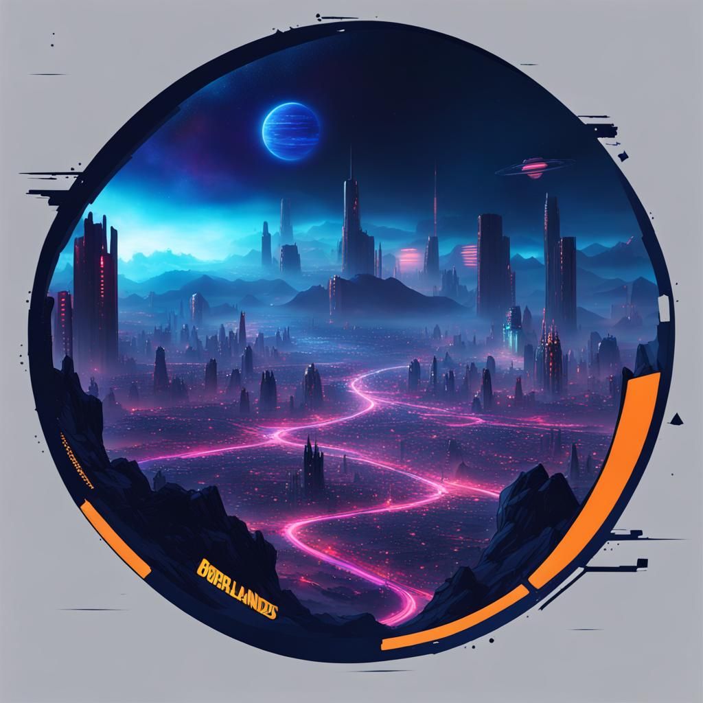 Urbanized Planet View in Cyberpunk Style