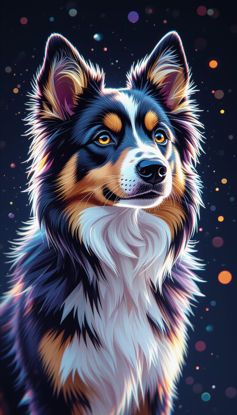 Crystal Street Dog with Rainbow Reflections