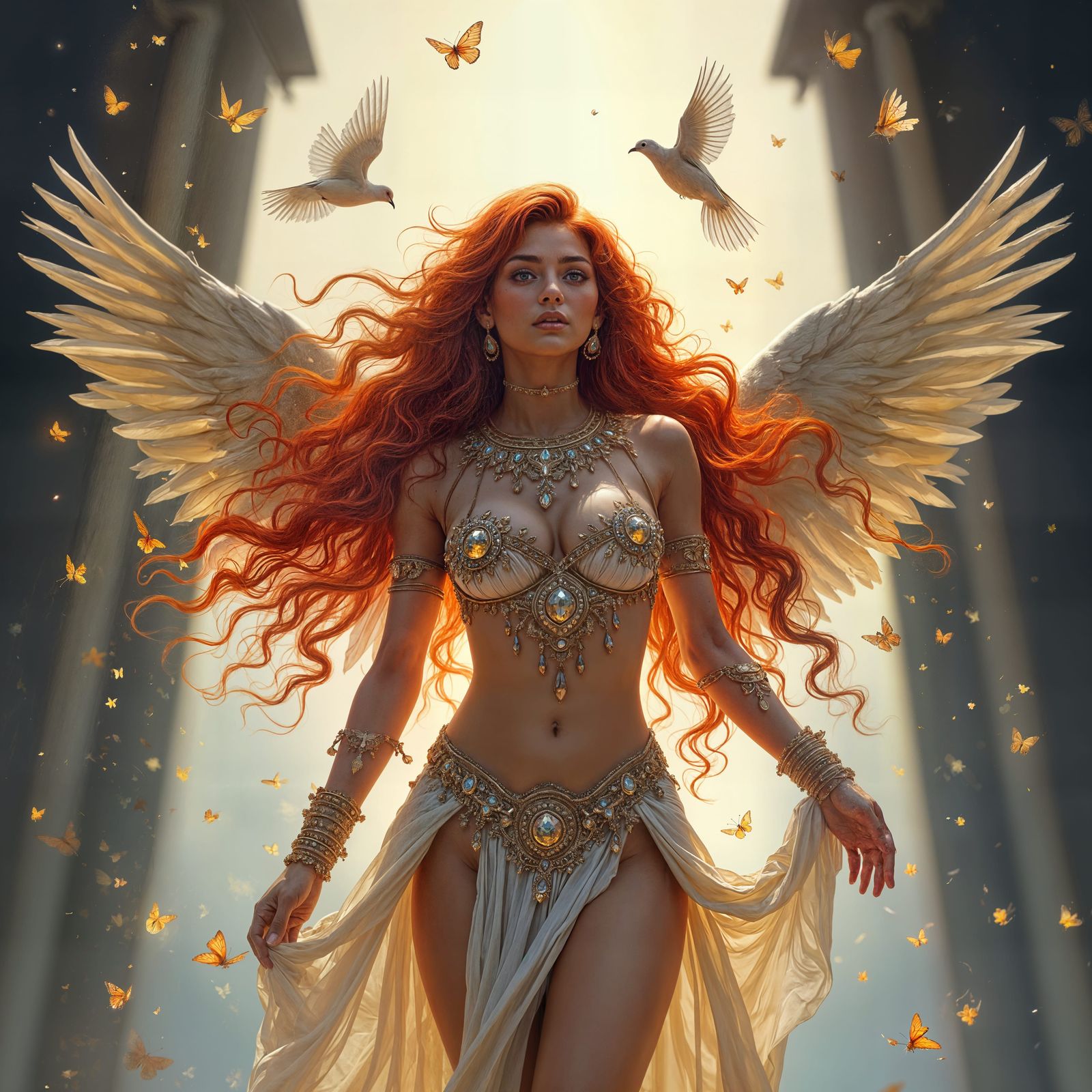 Punjabi Goddess at Heaven's Gates in Graffiti Art Style