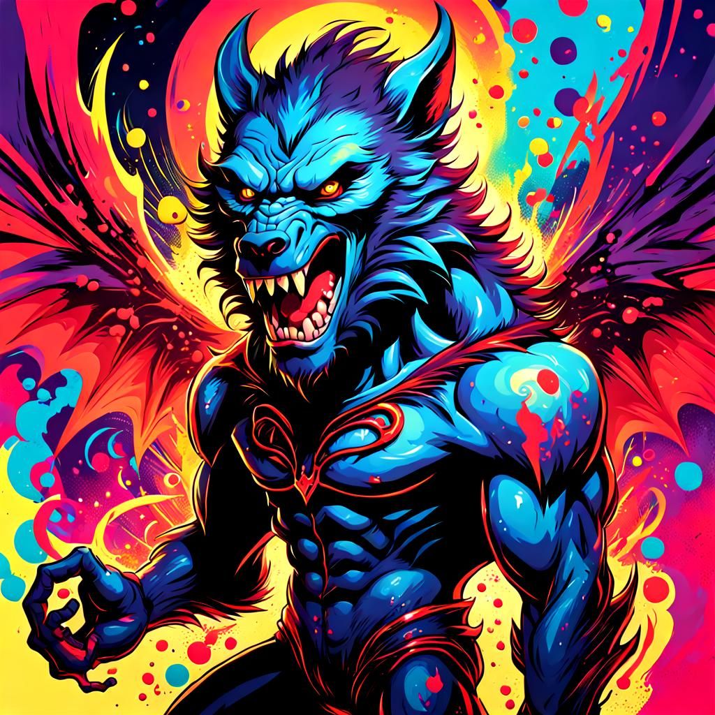 Vibrant Pop Art Hybrid Creature Explosion