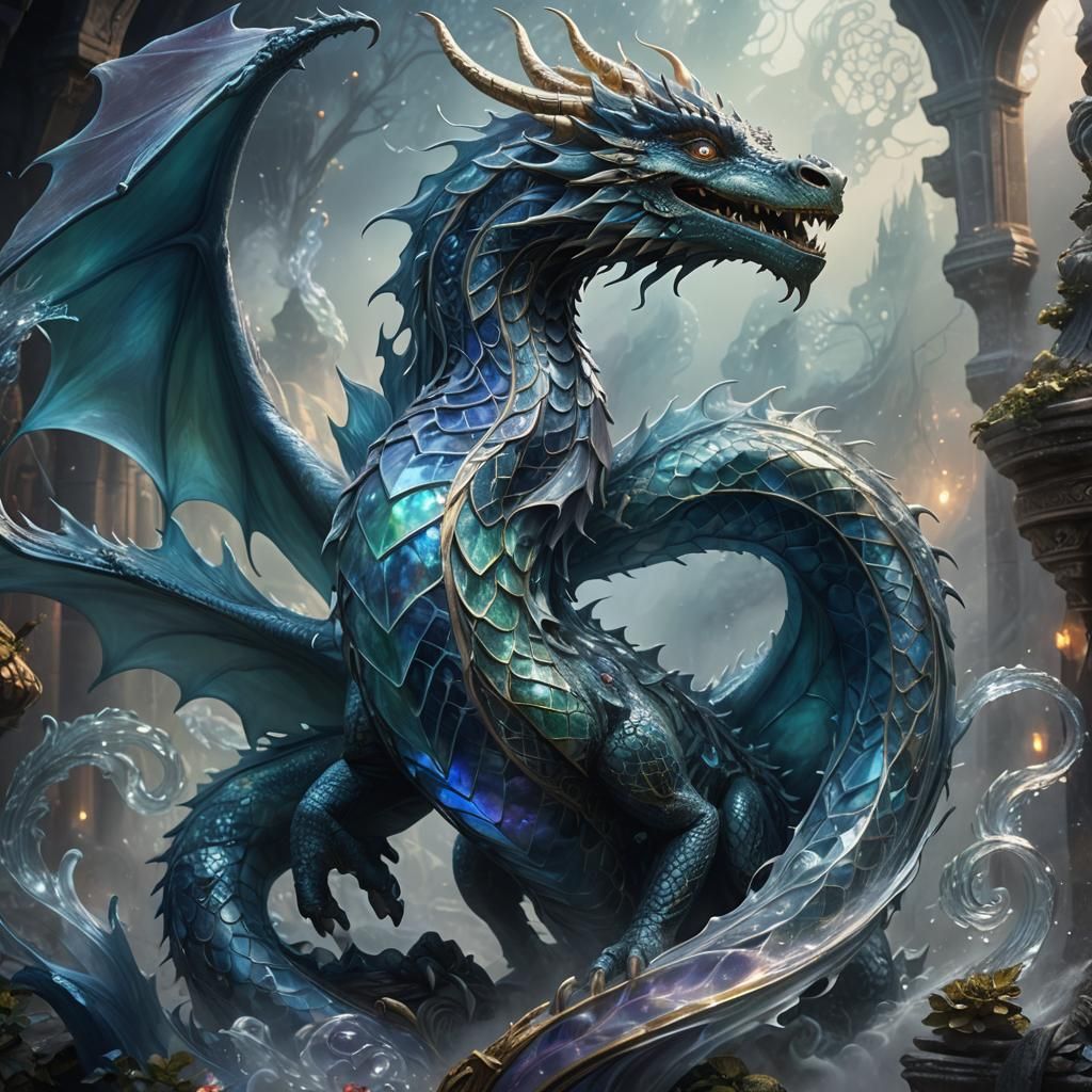 Glass Dragon in Mystical Realm Concept Art