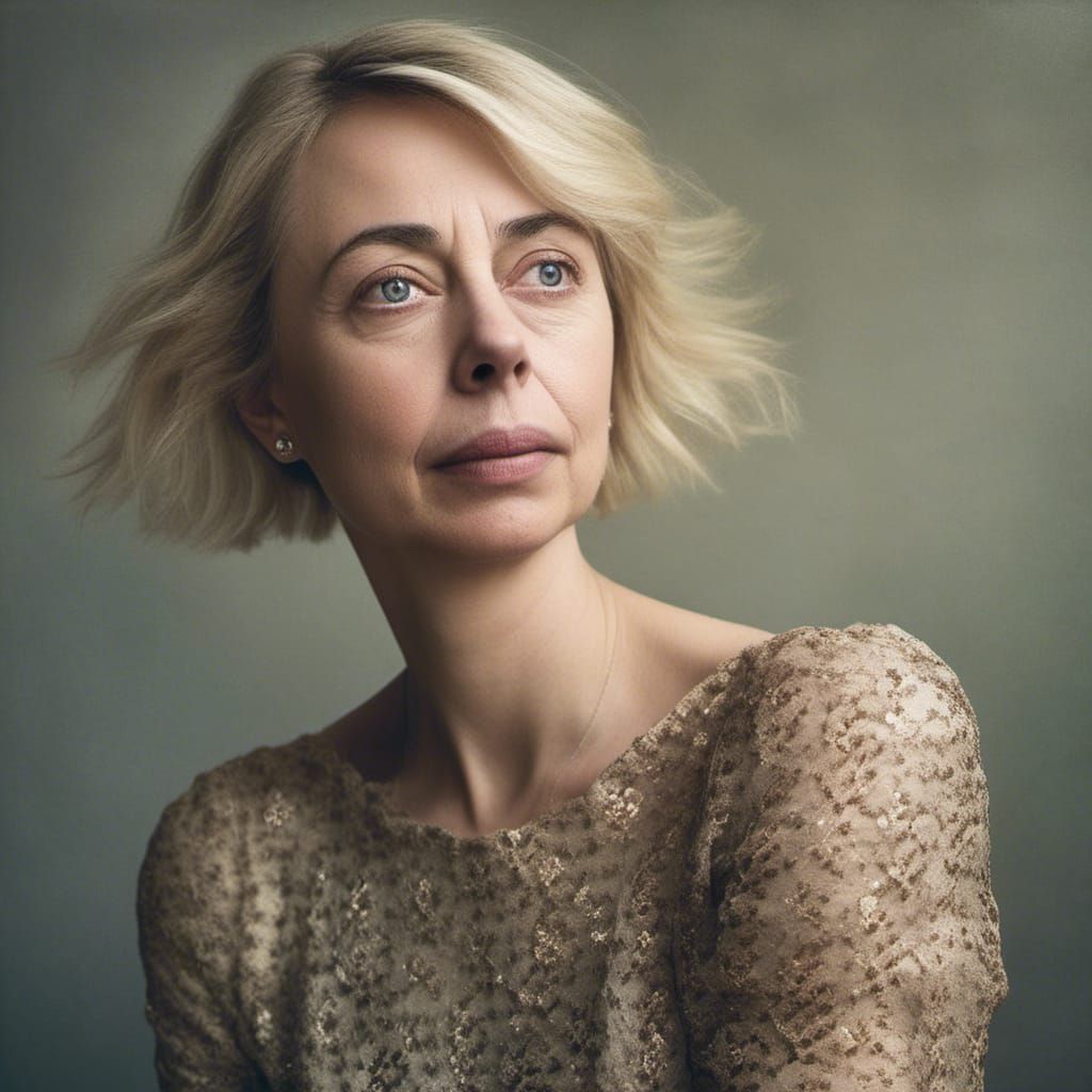 Stunning Blond Woman Portrait in Mixed Media Photography