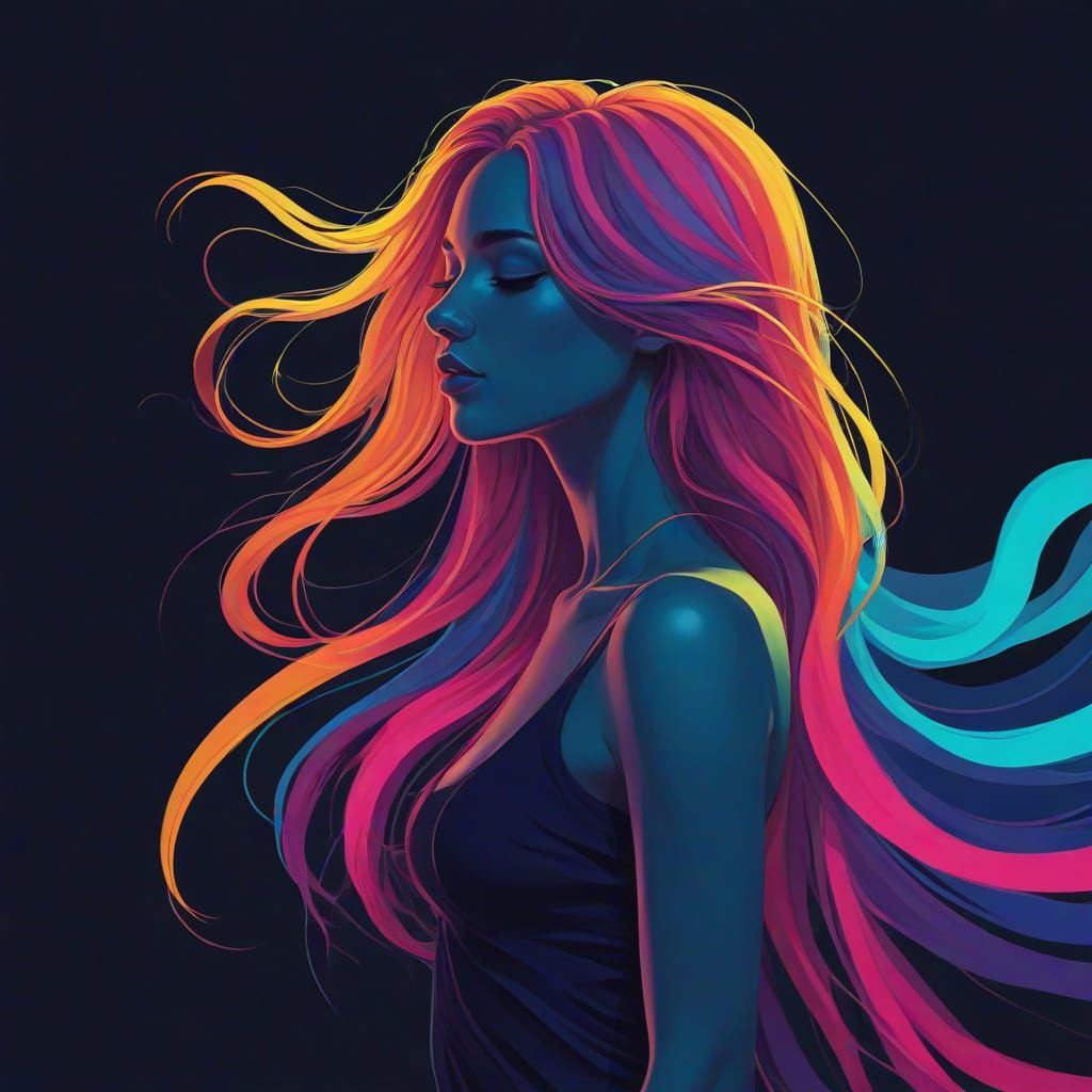 Neon Goddess in Cosmic Glow