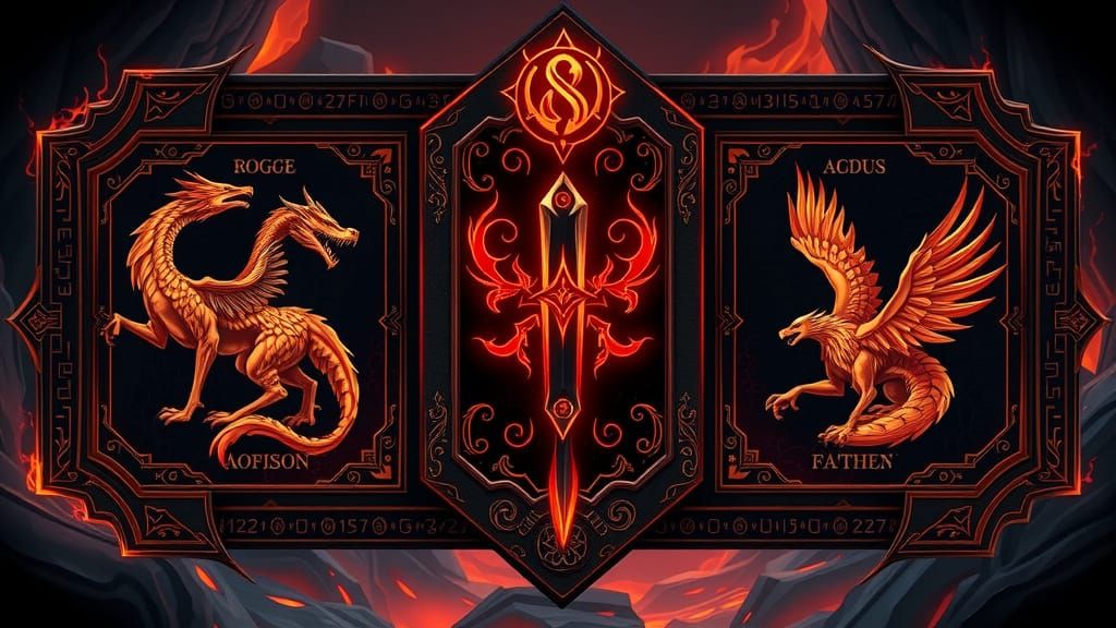 Fiery Bestiary UI in Painterly Anime Style