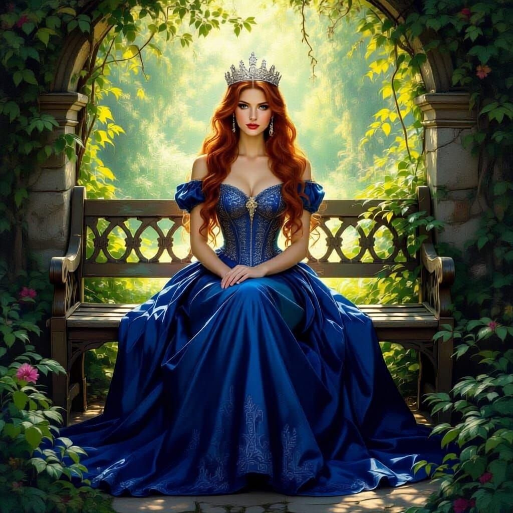 Princess in Secret Garden, Pre-Raphaelite Style