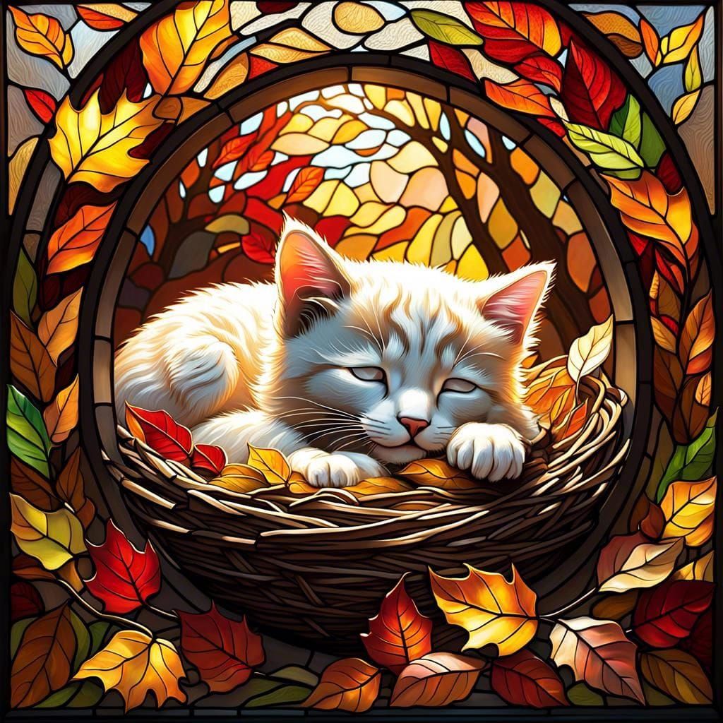 Cat Nap In A Nest of Glass