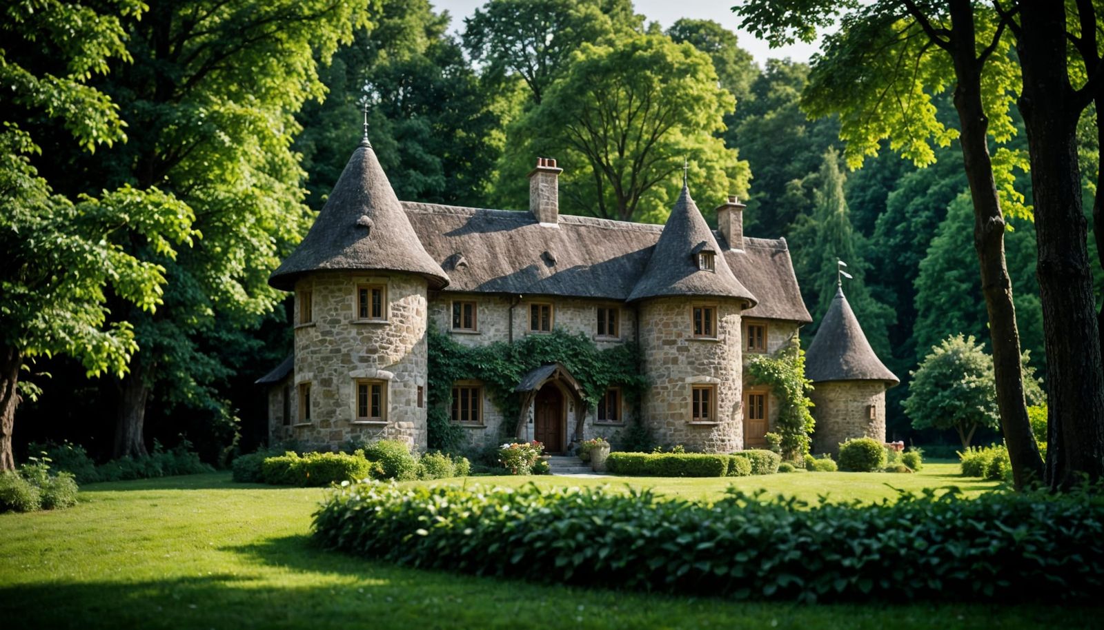 Charming Forest Castle Cottage in Elegant Bokeh Lighting
