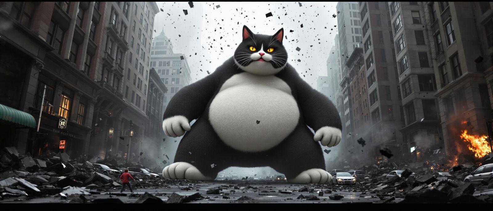 Gargantuan Tuxedo Cat Wreaks Havoc on City