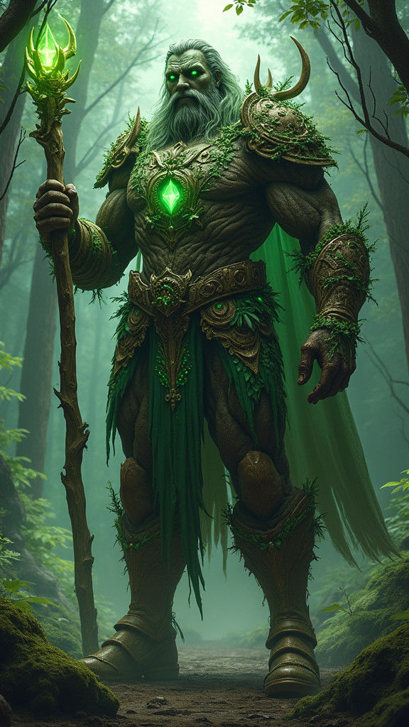 Majestic Forest Protector in Detailed Matte Painting