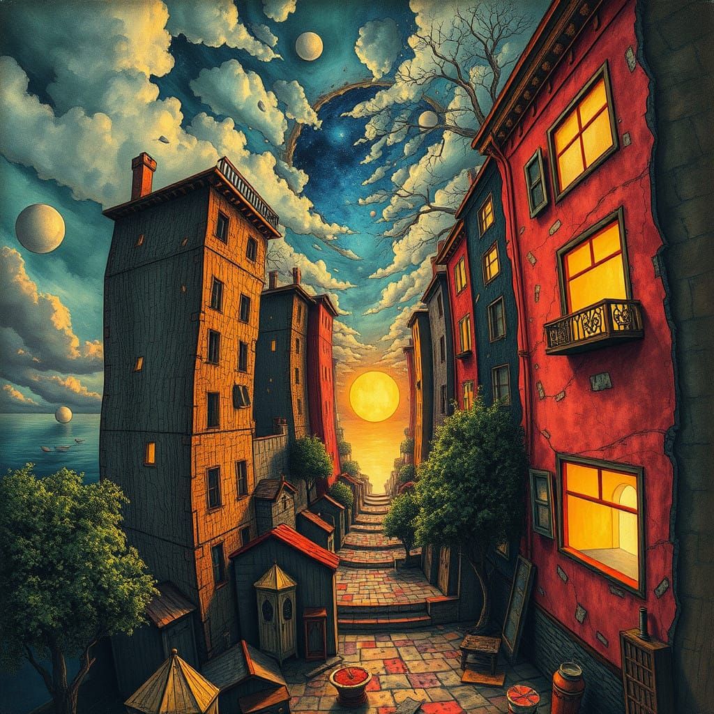 Dreamlike Reality Fractures in a Surrealist Masterpiece