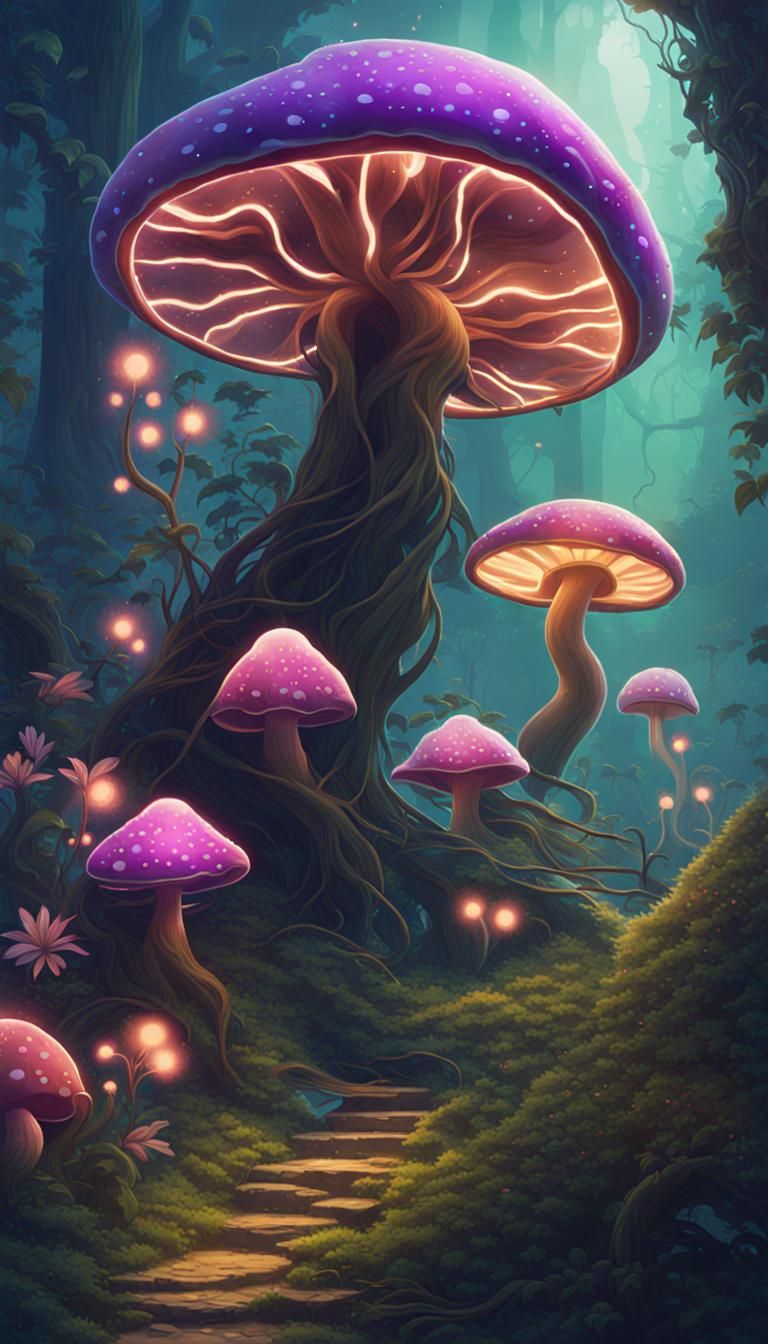 Luminous Flora in Alien Jungle