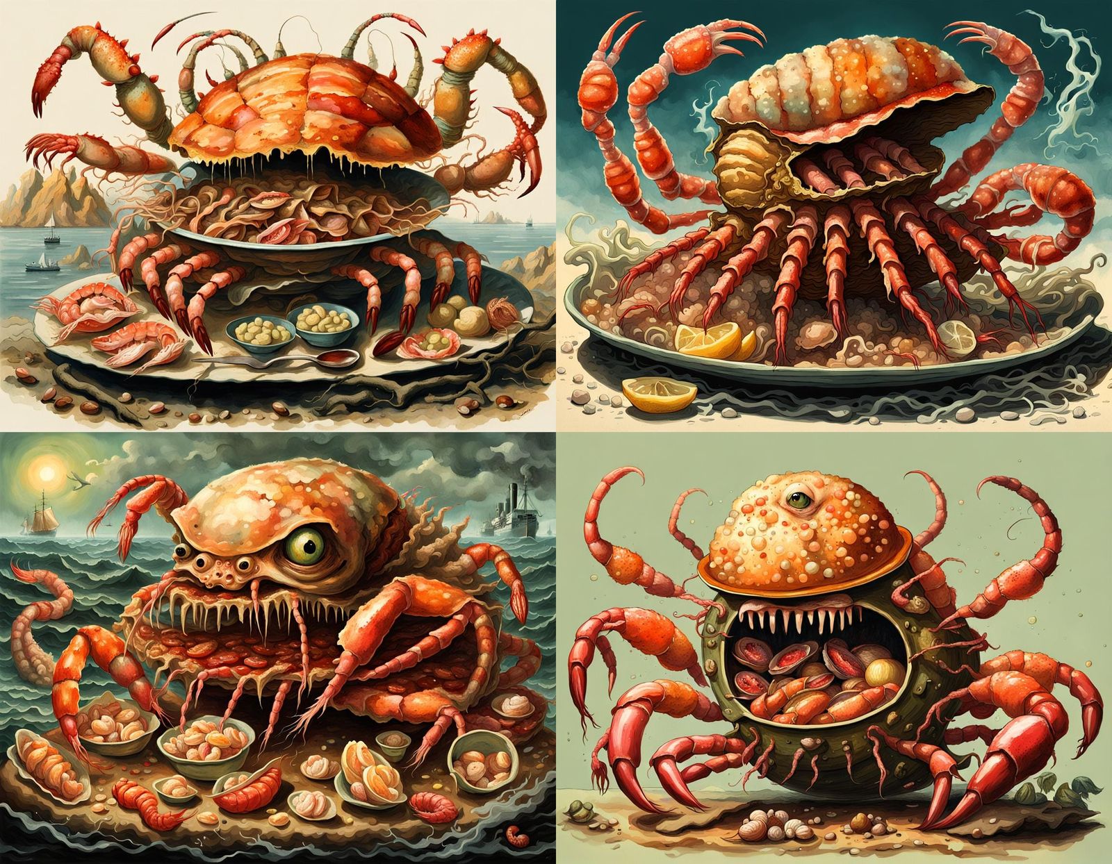 Surreal Monstrous Hybrid Creature in Horror Style