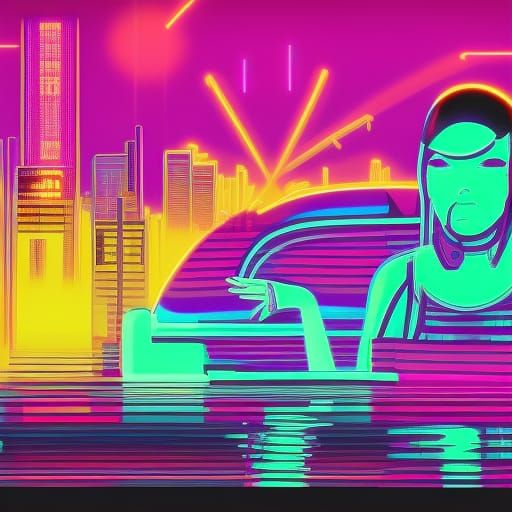 Synthwave Neon Retro Design in Vibrant Colors