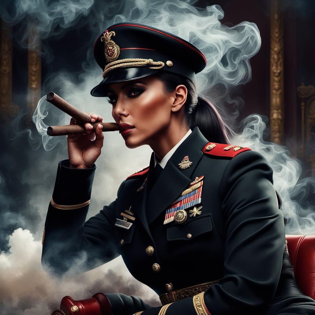 Kim Kardashian as Military Officer on Throne