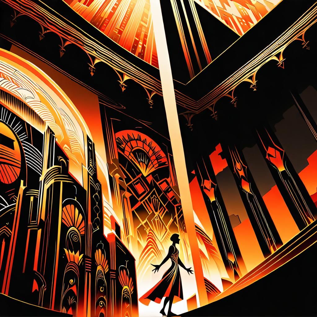 Art Deco Figure in Epic Cityscape