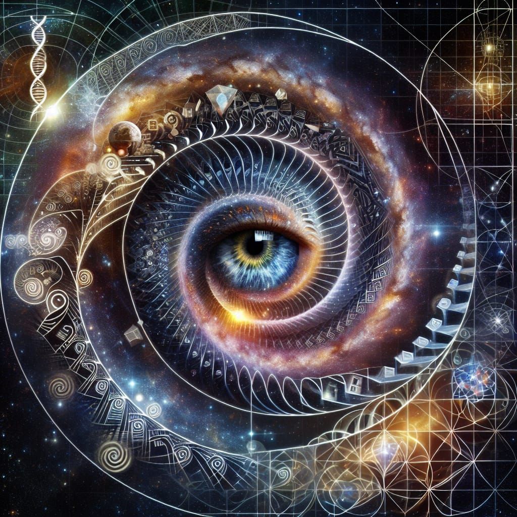 Spiral Galaxy Eye Reflecting Human Evolution