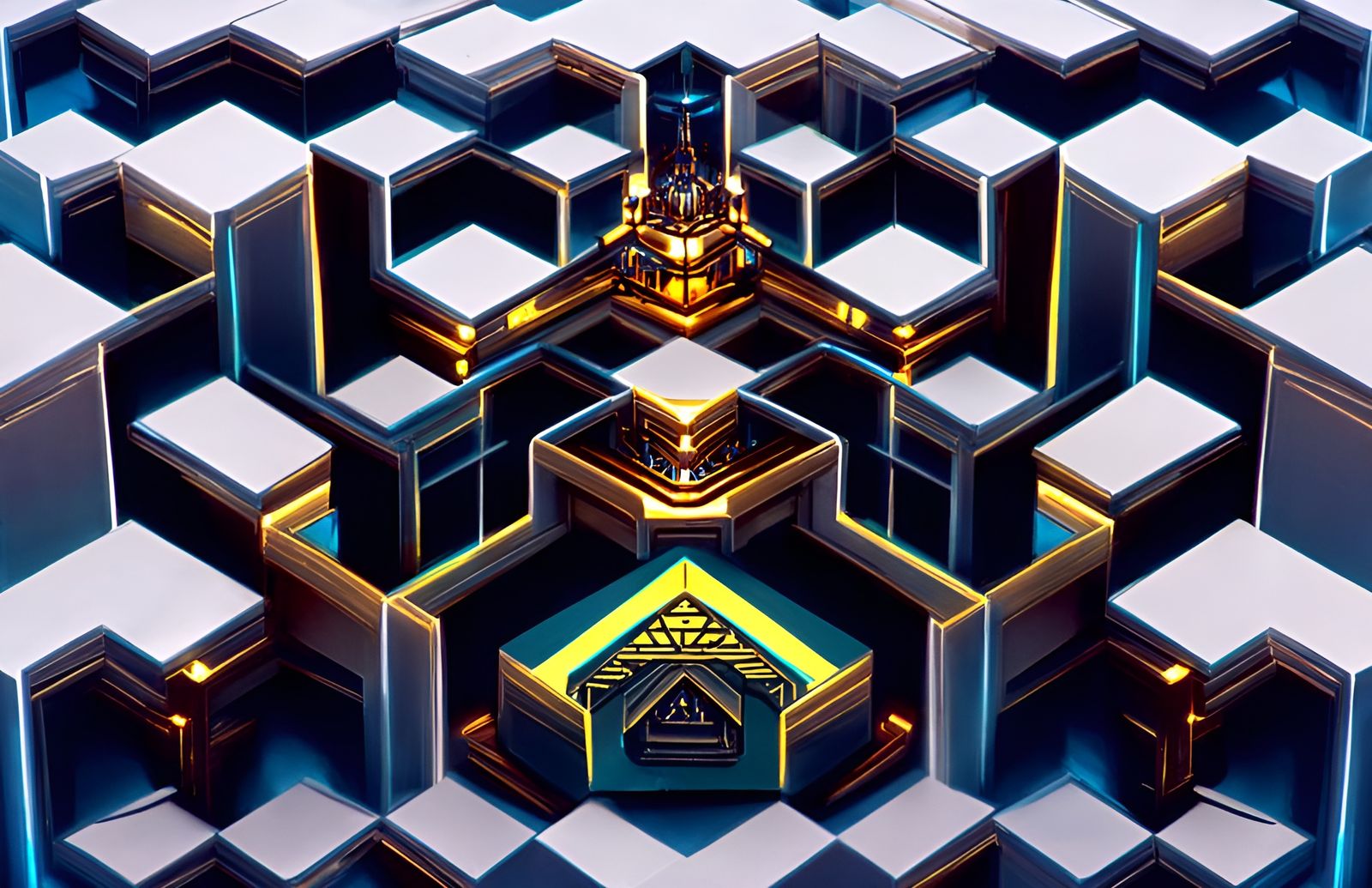 Isometric Fractal Geometries in Geometric Style