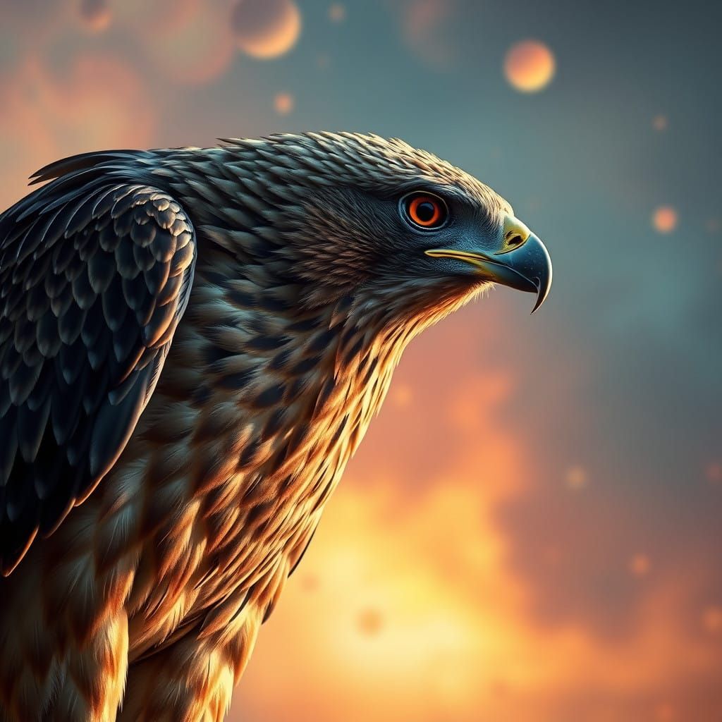 Majestic Hawk in Hyperrealistic Style