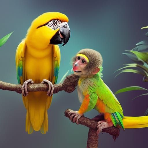 Parrot and Monkey Fantasy Concept Art