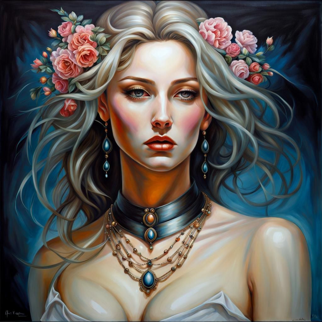 Gothic Oil Painting of a Pretty Italian Woman