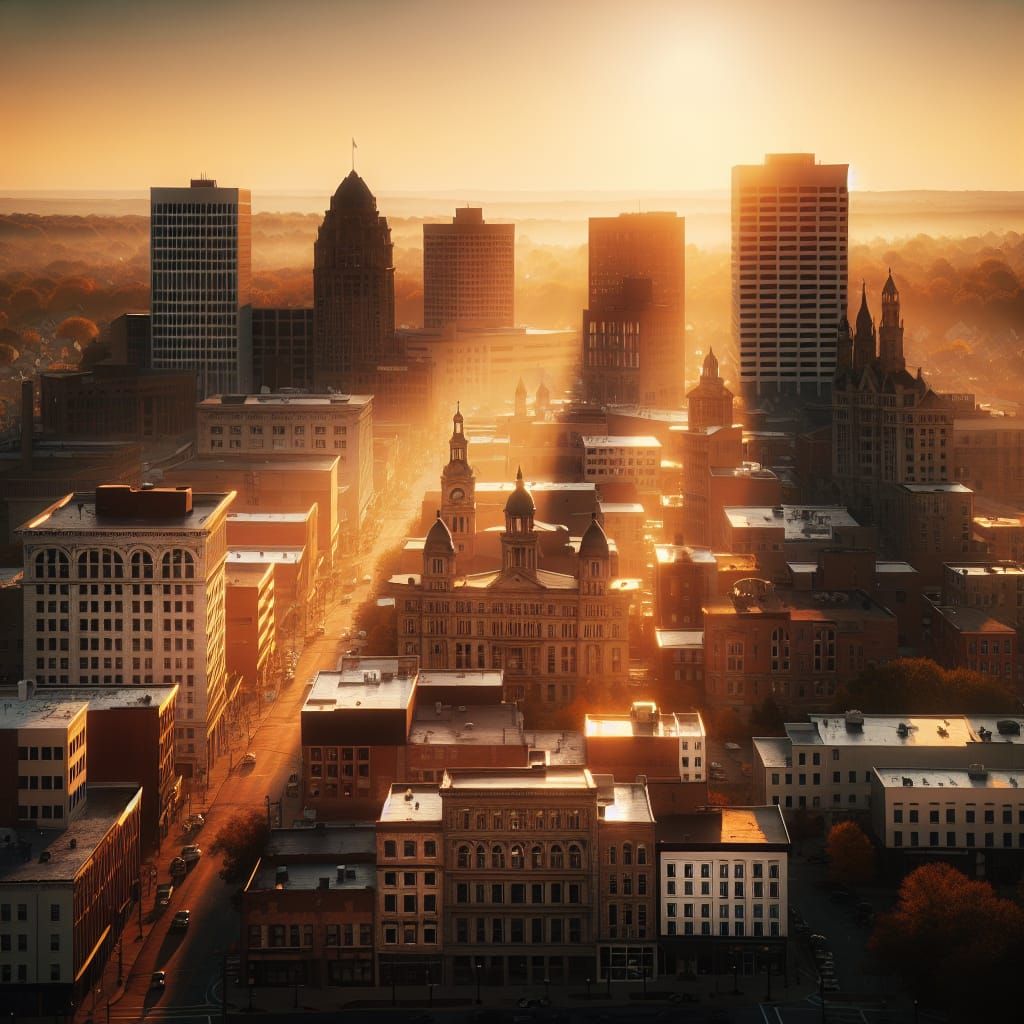 Youngstown Ohio Downtown at Magic Hour