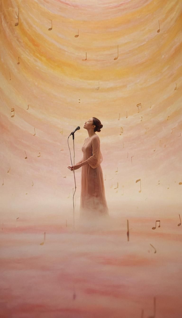 Surreal Singer in Ethereal Soundscape, Fauvist Style